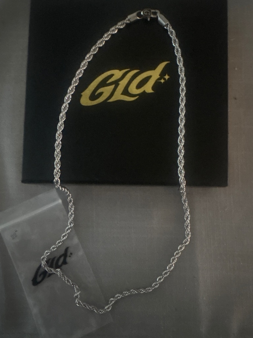 GLD 2mm White Gold Rope Chain 22” Mens Necklace w/ Box
